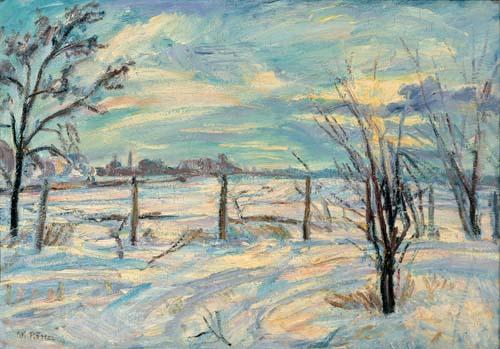 Waldemar Rosler Landscape in lights fields in the winter Norge oil painting art